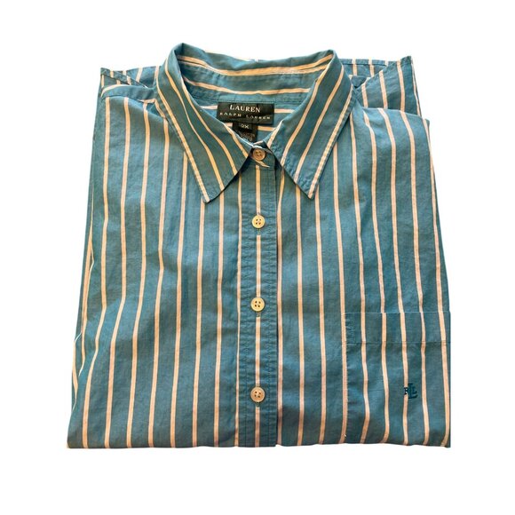 Vintage 90s Y2K Ralph Lauren Oxford Shirt striped button down 2X preppy - Picture 6 of 6